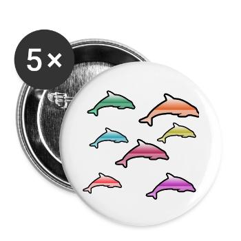 Dolphins - Buttons large 2.2''/56 mm (5-pack) - white - Front