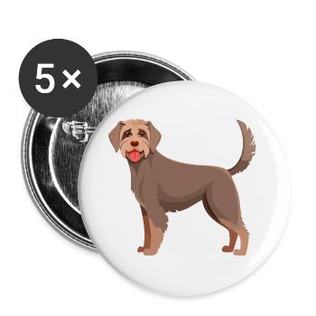 German Wirehaired Dog (Comic) - Buttons large 2.2''/56 mm (5-pack) - white - Front