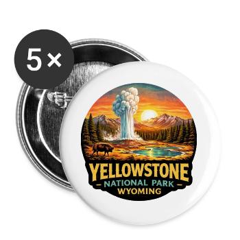 Yellowstone National Park Adventure Nature - Buttons large 2.2''/56 mm (5-pack) - white - Front