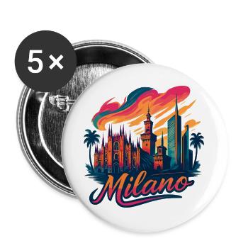 Milano Skyline: Epische Mailand Kunst in Stil - Buttons groß 56 mm (5er Pack) - Weiß - Vorne