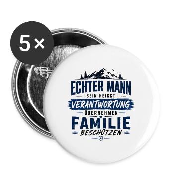 Echter Mann Verantwortung Familie - Buttons groß 56 mm (5er Pack) - Weiß - Vorne