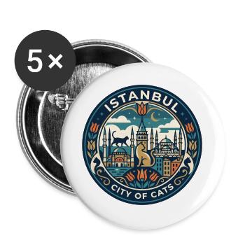 Istanbul Turkey Cats - Buttons large 2.2''/56 mm (5-pack) - white - Front