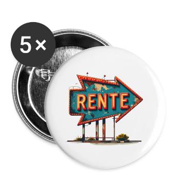 Pension Sign with Arrow – Vintage Retirement Design - Buttons large 2.2''/56 mm (5-pack) - white - Front