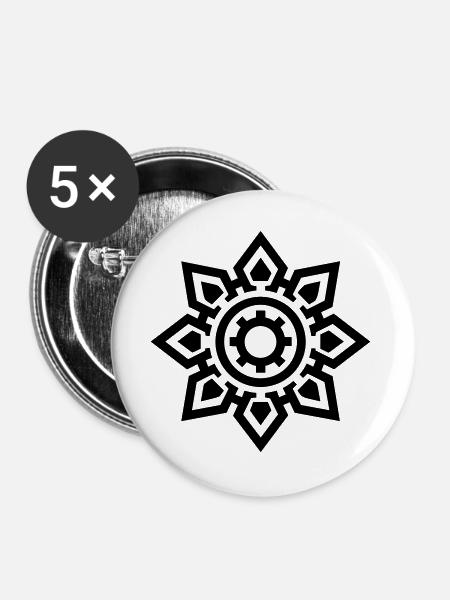 Aztekische Sonne - Buttons groß 56 mm (5er Pack) - Weiß