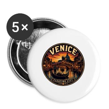 Venice Floating City Vintage Travel Badge - Buttons large 2.2''/56 mm (5-pack) - white - Front