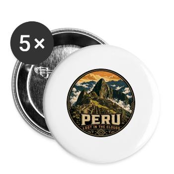 Peru Lost in the Clouds Vintage Badge - Buttons large 2.2''/56 mm (5-pack) - white - Front