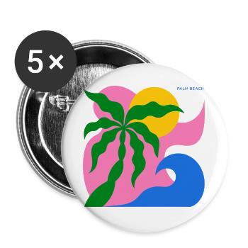 Abstract Palm Tree & Sun: Summer Design - Buttons large 2.2''/56 mm (5-pack) - white - Front
