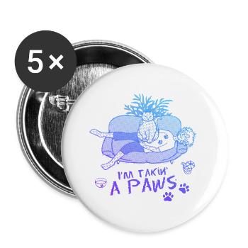 I'm taking a Paws - Cat making biscuits - Buttons large 2.2''/56 mm (5-pack) - white - Front