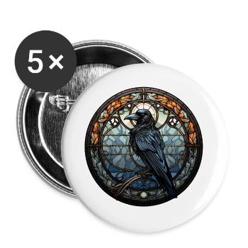 Hugin the Raven | Mystical Viking Motif - Buttons large 2.2''/56 mm (5-pack) - white - Front