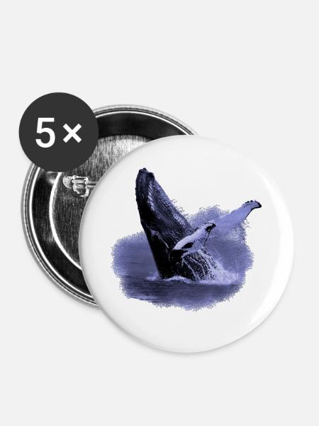 Buckelwal im meer - Buttons groß 56 mm (5er Pack) - Weiß