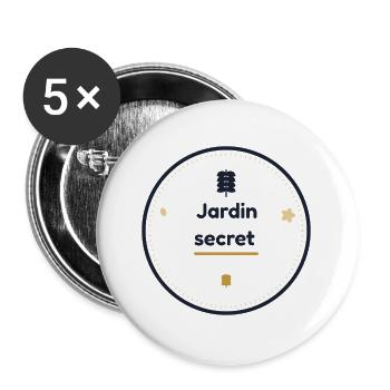 Jardin secret  - Lot de 5 grands badges (56 mm) - blanc - Devant