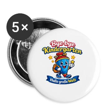 Abschied vom Kindergarten - Buttons groß 56 mm (5er Pack) - Weiß - Vorne