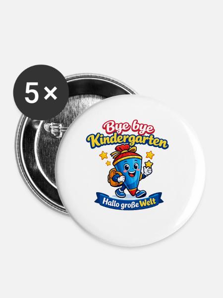 Abschied vom Kindergarten - Buttons groß 56 mm (5er Pack) - Weiß