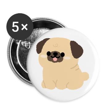 Pug Plushie Charm - Buttons large 2.2''/56 mm (5-pack) - white - Front