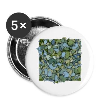 Blue Hydrangeas – Modern Floral Illustration - Buttons large 2.2''/56 mm (5-pack) - white - Front