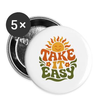Take It Easy – Retro 70s Groovy Statement Design - Buttons large 2.2''/56 mm (5-pack) - white - Front