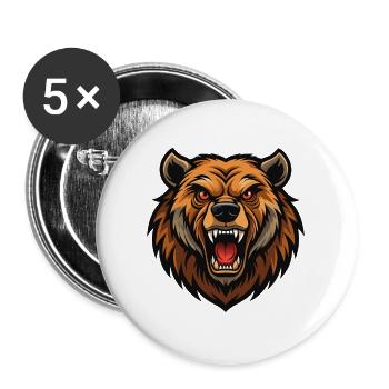 Angry bear - Buttons large 2.2''/56 mm (5-pack) - white - Front