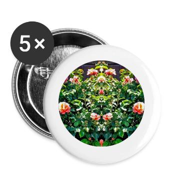 Rose Circle Mirror Pattern - Buttons large 2.2''/56 mm (5-pack) - white - Front