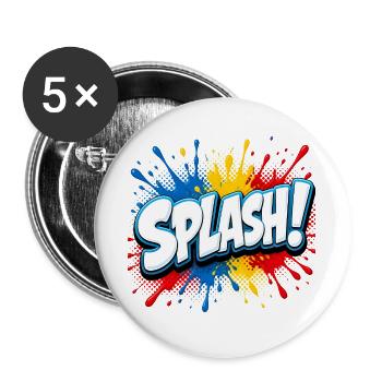 Comic lettering with splashes of paint – Pop Art Sty - Buttons large 2.2''/56 mm (5-pack) - white - Front