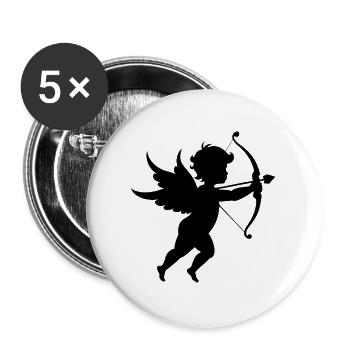 Silhouette de Cupidon avec arc flèche - Lot de 5 grands badges (56 mm) - blanc - Devant