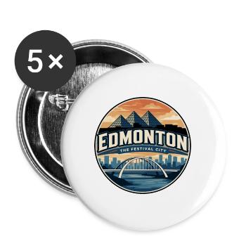 Retro Edmonton Walterdale Bridge Badge - Buttons large 2.2''/56 mm (5-pack) - white - Front