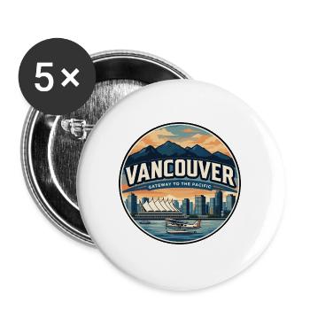 Retro Vancouver Harbour Travel Badge - Buttons large 2.2''/56 mm (5-pack) - white - Front