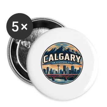Retro Calgary Peace Bridge Travel Badge - Buttons large 2.2''/56 mm (5-pack) - white - Front