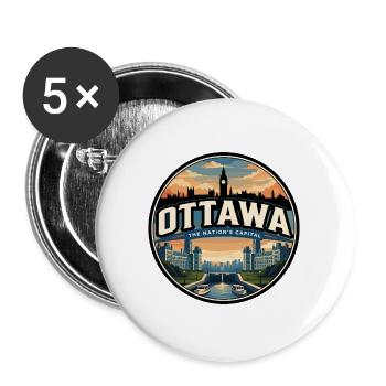 Insigne de voyage rétro du Parlement d’Ottawa - Lot de 5 grands badges (56 mm) - blanc - Devant