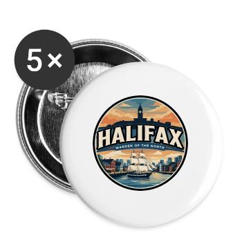 Retro Halifax Citadel Reiseabzeichen - Buttons groß 56 mm (5er Pack) - Weiß - Vorne