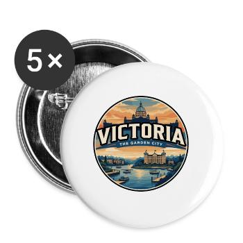 Retro Victoria Inner Harbour Travel Badge - Buttons large 2.2''/56 mm (5-pack) - white - Front