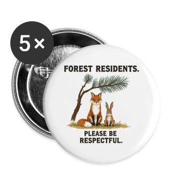 Forest Residents Fox Rabbit Forest Animals - Buttons large 2.2''/56 mm (5-pack) - white - Front