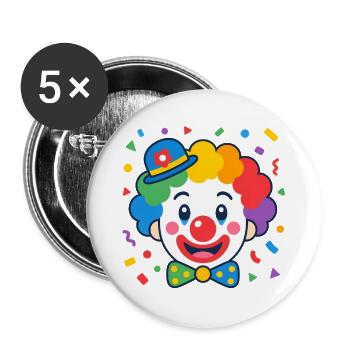 Geometric Clown – Colorful Kids Design Vector - Buttons large 2.2''/56 mm (5-pack) - white - Front