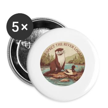 Respect The River Locals Otter Nature - Buttons large 2.2''/56 mm (5-pack) - white - Front