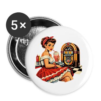 50s Diner Pin-Up: Retro Rockabilly Style - Buttons large 2.2''/56 mm (5-pack) - white - Front