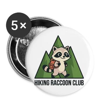 Wandernder Waschbär im Wald - Buttons groß 56 mm (5er Pack) - Weiß - Vorne
