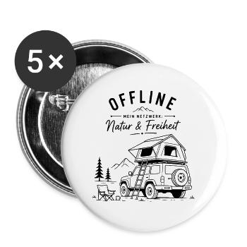 Offline Natur & Freiheit Roadtrip - Buttons groß 56 mm (5er Pack) - Weiß - Vorne