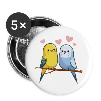 Budgies - Buttons large 2.2''/56 mm (5-pack) - white - Front