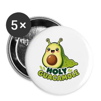 Cute Avocado Slug Holy Guacamole Pun - Buttons large 2.2''/56 mm (5-pack) - white - Front