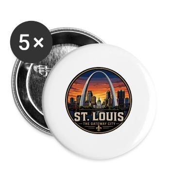 St Louis Gateway City Retro Arch Emblem - Buttons large 2.2''/56 mm (5-pack) - white - Front