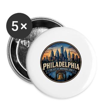 Philadelphia City of Brotherly Love Retro Emblem - Buttons large 2.2''/56 mm (5-pack) - white - Front