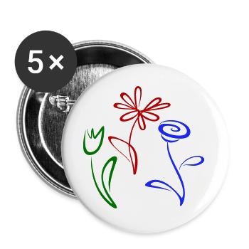 Three flowers - Buttons large 2.2''/56 mm (5-pack) - white - Front