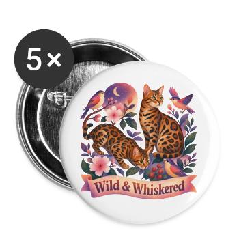 Magical Nature Bengal Cat - Buttons large 2.2''/56 mm (5-pack) - white - Front