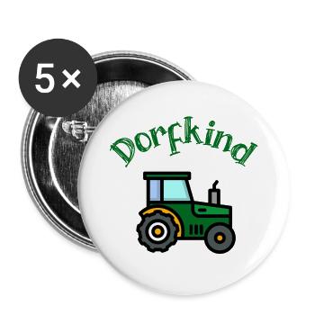 Dorfkind Traktor Landwirt Landleben Trecker - Buttons groß 56 mm (5er Pack) - Weiß - Vorne