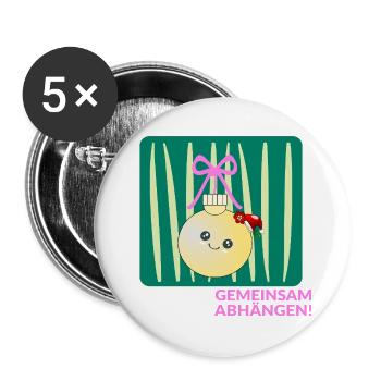 Weihnachten Weihnachtskugel Abhängen - Buttons groß 56 mm (5er Pack) - Weiß - Vorne
