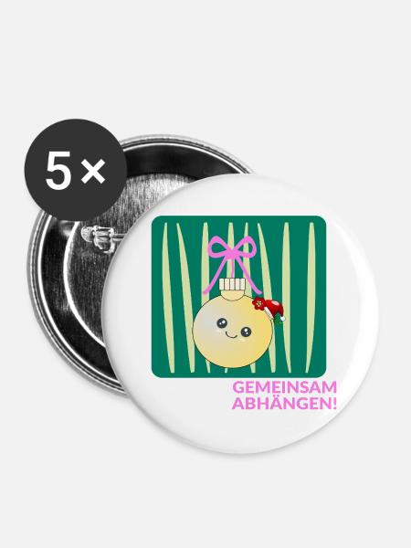 Weihnachten Weihnachtskugel Abhängen - Buttons groß 56 mm (5er Pack) - Weiß