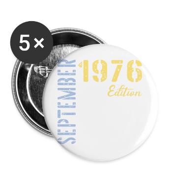 September 1976, 50th birthday - Buttons large 2.2''/56 mm (5-pack) - white - Front