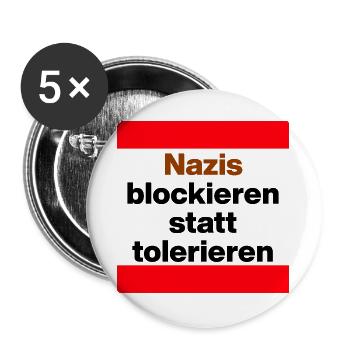 NAZIS BLOCKIEREN STATT TOLERIEREN, NO NZS, NO AFD - Buttons groß 56 mm (5er Pack) - Weiß - Vorne