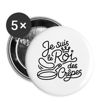 Je suis le Roi des Crêpes - Lot de 5 grands badges (56 mm) - blanc - Devant