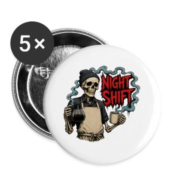 Night Shift Coffee – Barista Skeleton Night Shift - Buttons large 2.2''/56 mm (5-pack) - white - Front