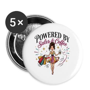 Propulsée par les ventes & Coffee White Woman - Lot de 5 grands badges (56 mm) - blanc - Devant